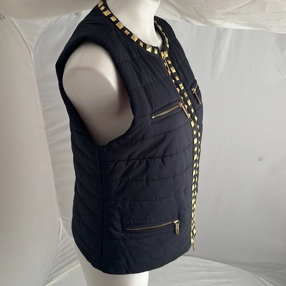 MICHAEL Michael Kors black quilted vest gold studs and hardware
